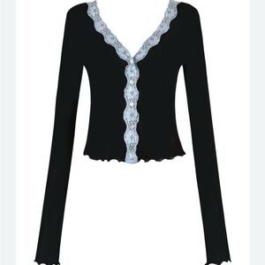 I.AM.GIA TASHI TOP - SHEER BLACK MESH BUTTON UP LONG SLEEVE SHIRT SZ MEDIUM